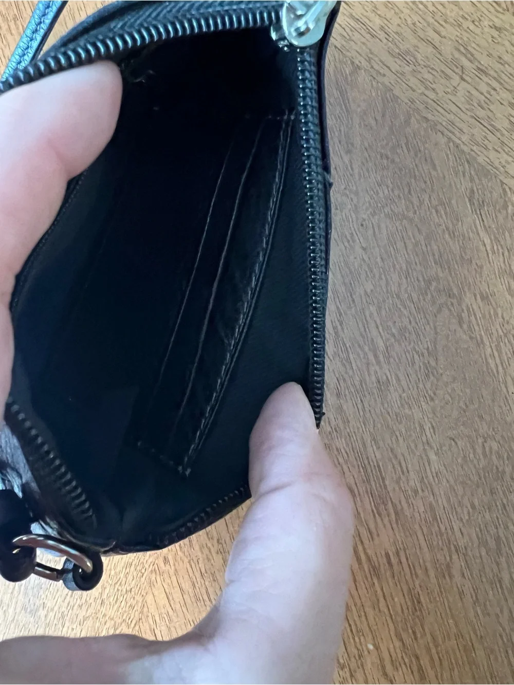 Fossil Black Pebbled Leather Wristlet with Silver Hardware